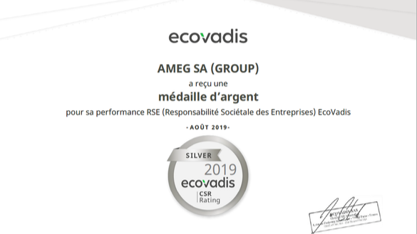 EcoVadis (CSR Rating) attribue une médaille d'argent à AMEG 